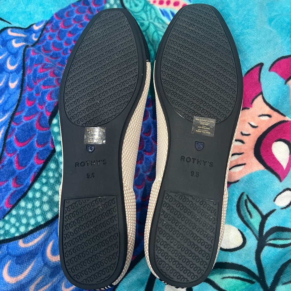 ROTHYS black and beige flats womens 9.5